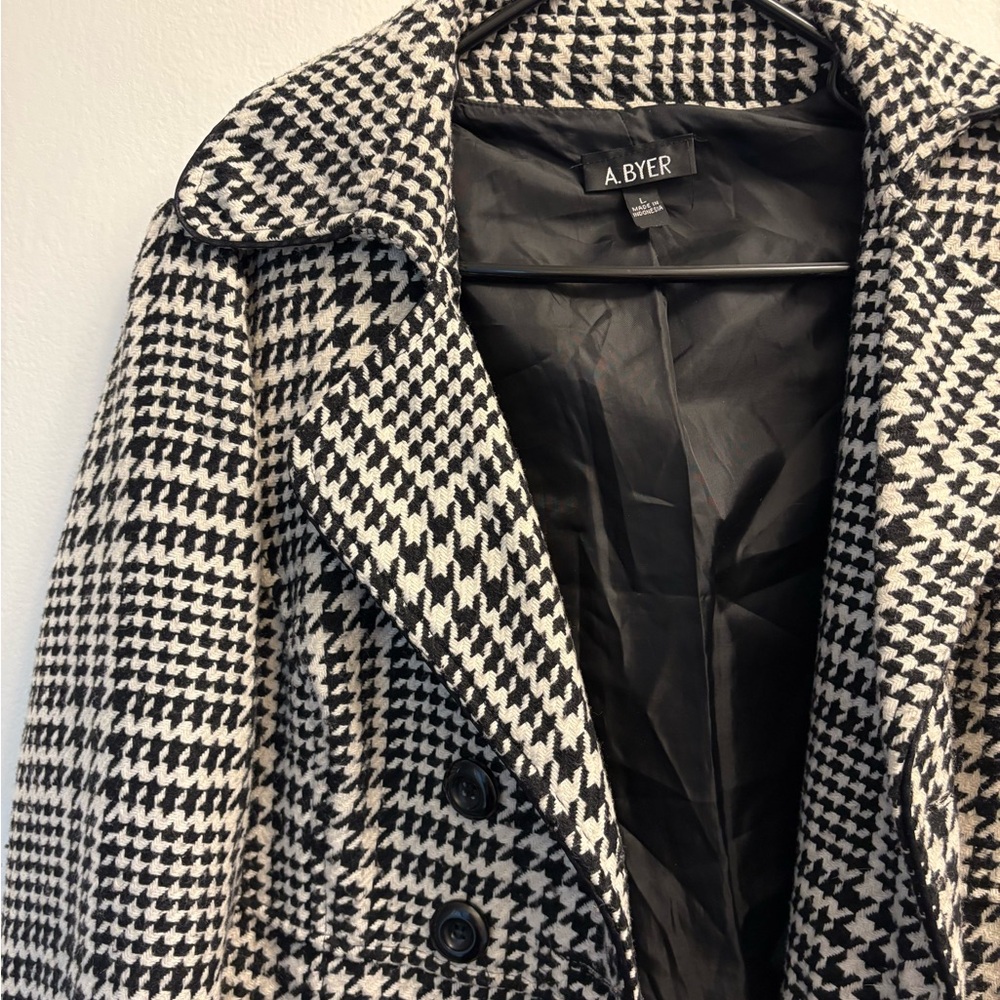 A. Byer Black and White Pea Coat Timeless Design - Picture 3 of 5